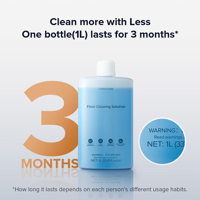 solução de limpeza para pisos roborock compatível com aspiradores robô com função de limpeza úmida e seca 1l 338 fl oz.