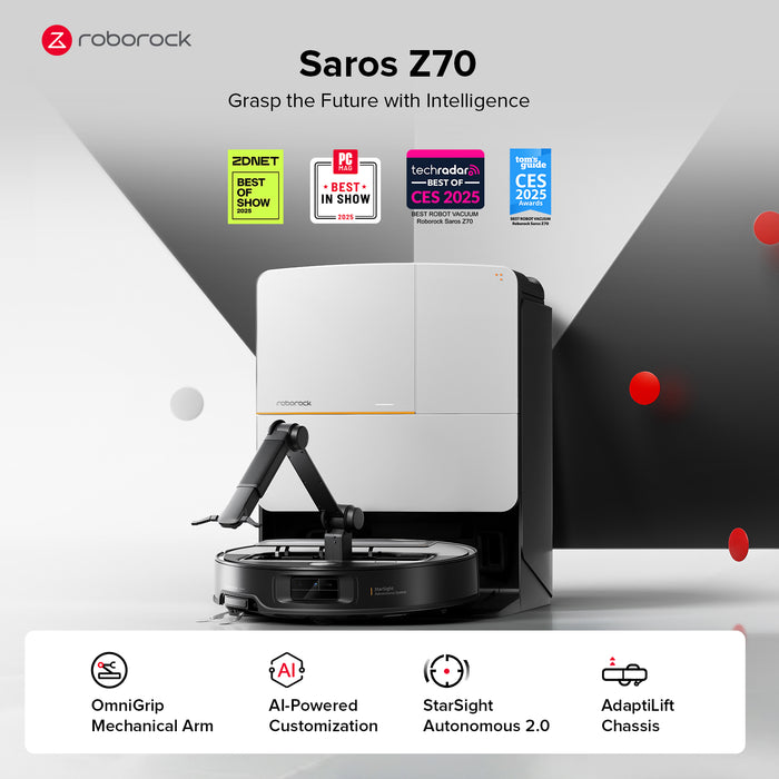 roborock saros z70 aspirador robô com braço mecânico omnigrip
